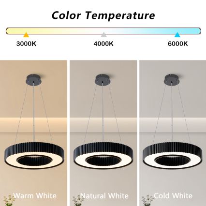 Brilagi - Dimbar LED-pendellampa på vajer LUMIX LED/48W/230V 3000-6000K svart Ø 50 cm + fjärrkontroll