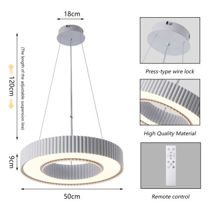 Brilagi - LED Dimbart takpendel på vajer LUMIX LED/48W/230V 3000-6000K vit pr. 50 cm + fjärrkontroll