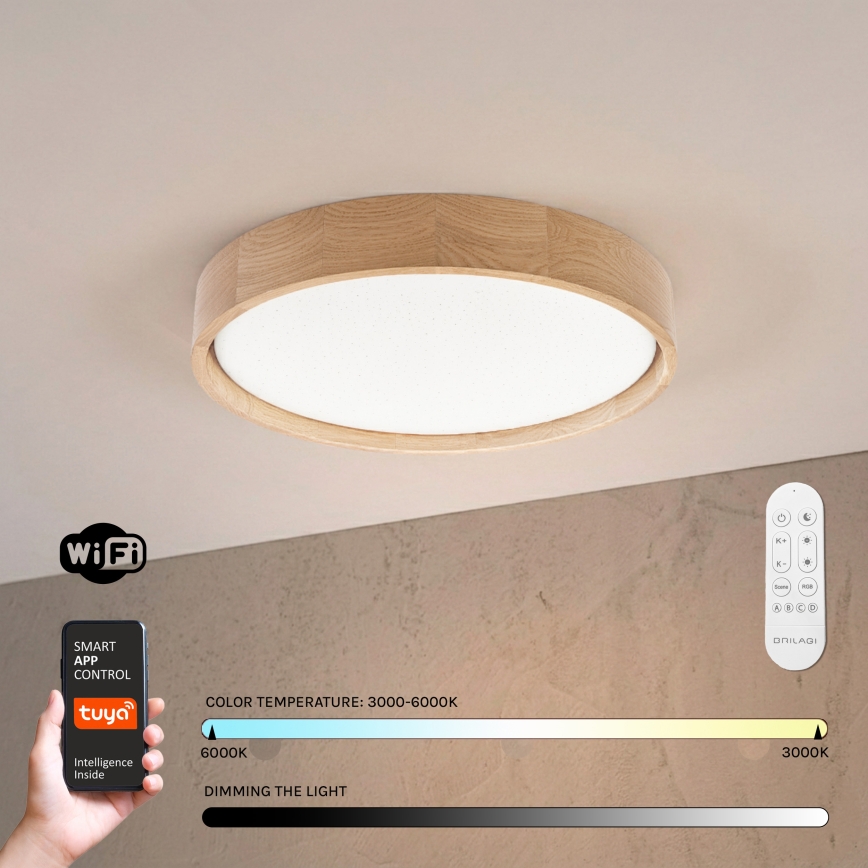 BRILAGI - LED dimbar taklampa MANAROLA SMART STARS LED/24W/230V 3000-6000K Wi-Fi Tuya Beacon diam. 41 cm ek + fjärrkontroll