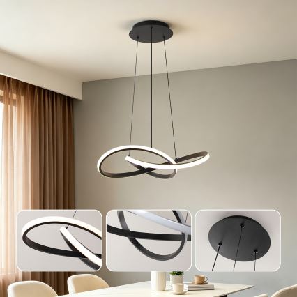 BRILAGI - LED dimbar pendellampa på vajer INFINITY LED/55W/230V 3000-6000K 50x50 cm svart + fjärrkontroll