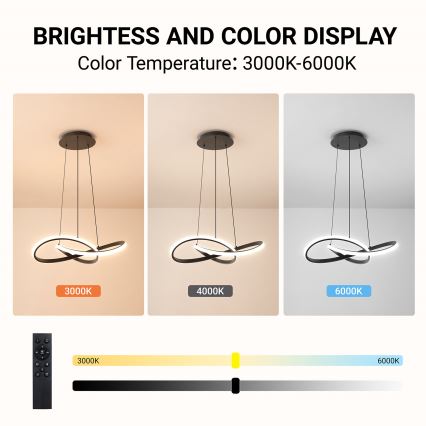 BRILAGI - LED dimbar pendellampa på vajer INFINITY LED/55W/230V 3000-6000K 50x50 cm svart + fjärrkontroll