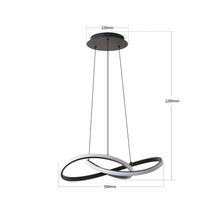 BRILAGI - LED dimbar pendellampa på vajer INFINITY LED/55W/230V 3000-6000K 50x50 cm svart + fjärrkontroll