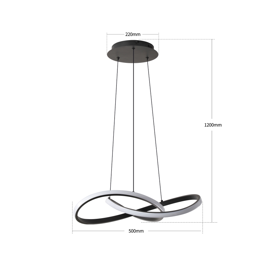 BRILAGI - LED dimbar pendellampa på vajer INFINITY LED/55W/230V 3000-6000K 50x50 cm svart + fjärrkontroll