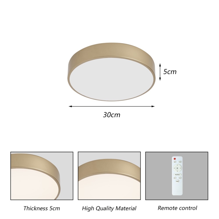 BRILAGI - LED dimbar taklampa POOL LED/36W/230V 3000-6000K Ø 30 cm guld + fjärrkontroll