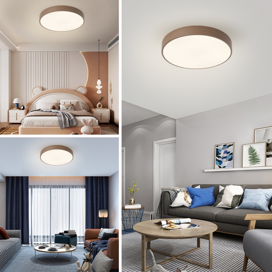 Brilagi - Dimbar LED-taklampa POOL LED/60W/230V 3000-6000K Ø 50 cm brun + fjärrkontroll