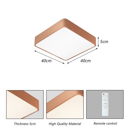 BRILAGI - LED-dimbart takarmatur POOL SQUARE LED/36W/230V 3000-6000K 40x40 cm bronsfärgad + fjärrkontroll