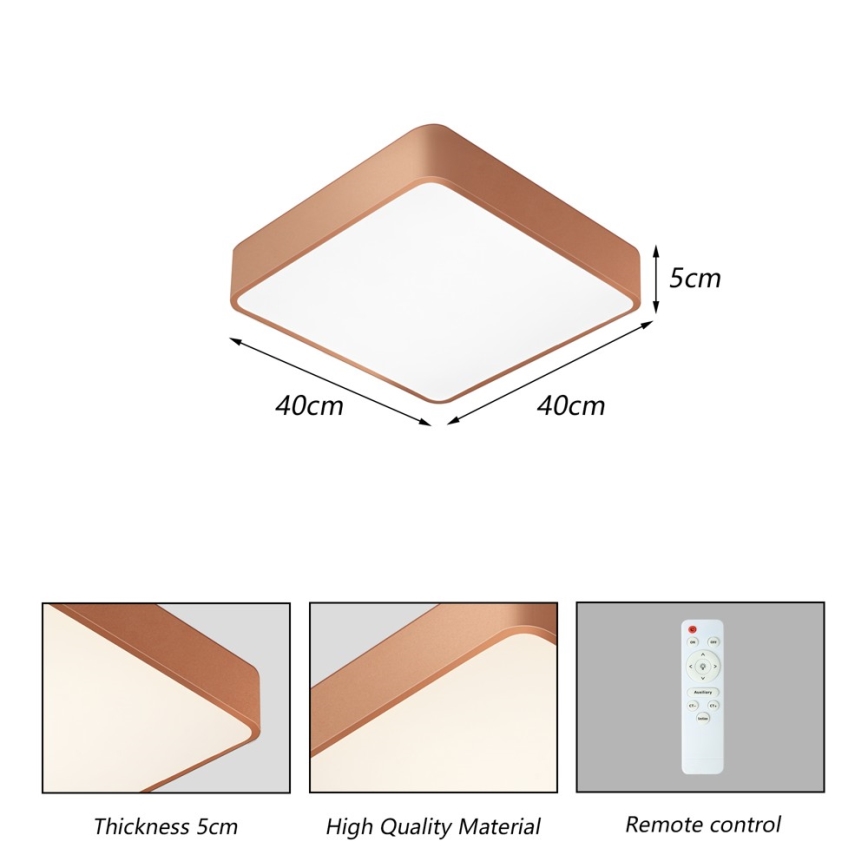 BRILAGI - LED-dimbart takarmatur POOL SQUARE LED/36W/230V 3000-6000K 40x40 cm bronsfärgad + fjärrkontroll