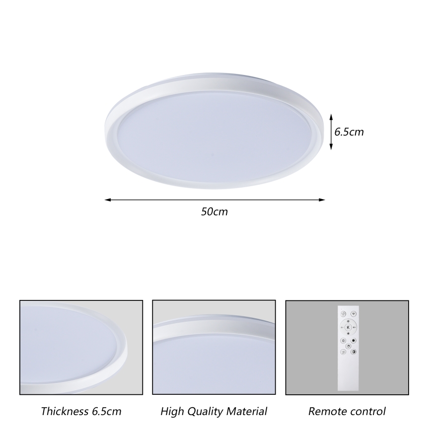 Brilagi - LED dimbar taklampa RIVO LED/72W/230V 3000-6000K vit Ø 50 cm + fjärrkontroll