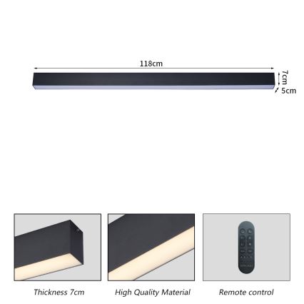 Brilagi - LED-dimbart takarmatur SLEEKLINE SMART LED/40W/230V 3000-6000K Wi-Fi Tuya svart + fjärrkontroll