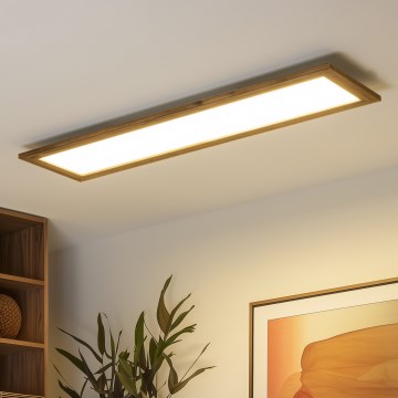 Brilagi - dimbar LED-taklampa SLIMFRAME WOOD LED/58W/230V 124x33,7 cm 3000-6000K brun + fjärrkontroll