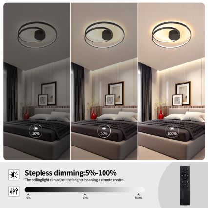 Brilagi - Dimbart takarmatur TWISTER LED/48W/230V 3000-6000K Ø 50 cm svart + fjärrkontroll