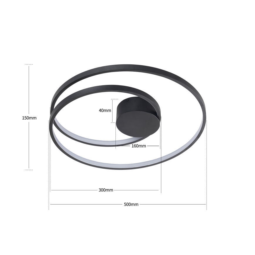 Brilagi - Dimbart takarmatur TWISTER LED/48W/230V 3000-6000K Ø 50 cm svart + fjärrkontroll