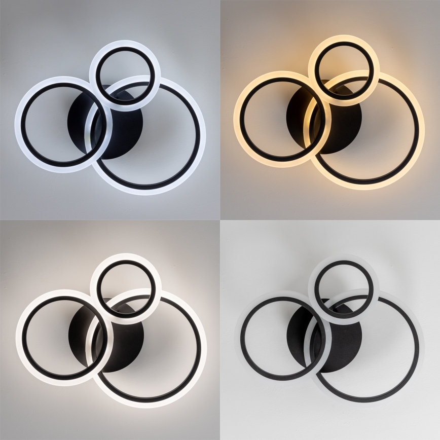 Brilagi - Dimbar LED ytmonterad ljuskrona ORBITS LED/40W/230V 3000-6500K svart + fjärrkontroll