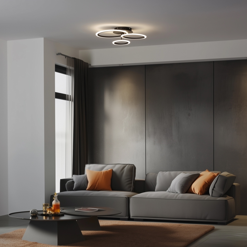 Brilagi - Dimbar LED ytmonterad ljuskrona ORBITS LED/40W/230V 3000-6500K svart + fjärrkontroll