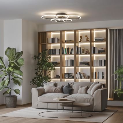 Brilagi - Dimbar LED ytmonterad ljuskrona ORBITS LED/85W/230V 3000-6500K svart + fjärrkontroll