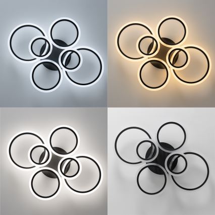 Brilagi - Dimbar LED ytmonterad ljuskrona ORBITS LED/85W/230V 3000-6500K svart + fjärrkontroll