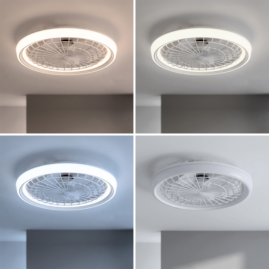 Brilagi - dimbar LED-takfläkt, 40 W, 230 V, 3000–6500 K, Ø 48 cm, vit + fjärrkontroll