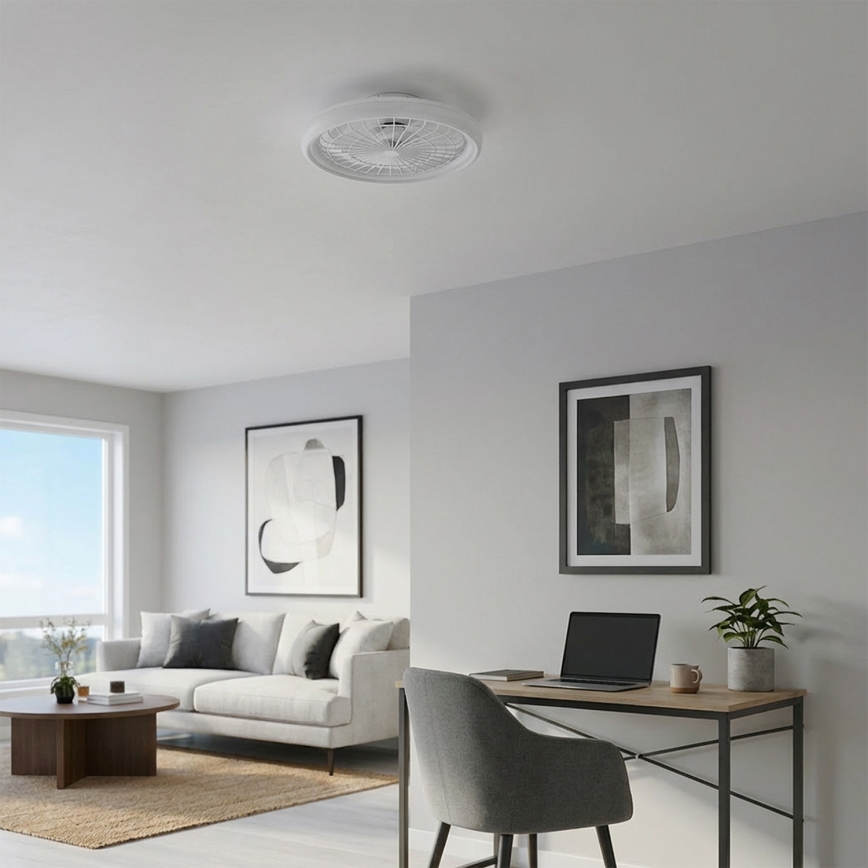 Brilagi - dimbar LED-takfläkt, 40 W, 230 V, 3000–6500 K, Ø 48 cm, vit + fjärrkontroll