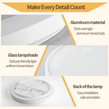 Brilagi - Dimbart LED-takarmatur GLASS POOL DOUBLE LED/48W/2300V 3000-6000K 40 cm vit + fjärrkontroll