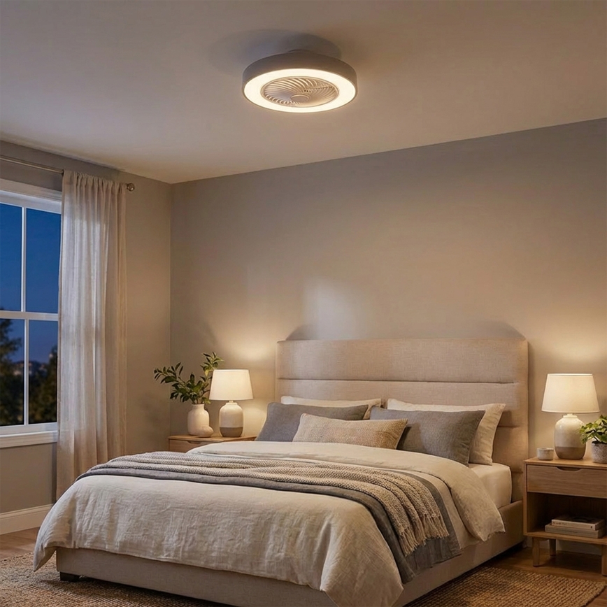 Brilagi - Dimmbar LED-taklampa med fläkt LED/38W/230V 3000-6500K 3000-6500K Ø 50 cm grå + fjärrkontroll