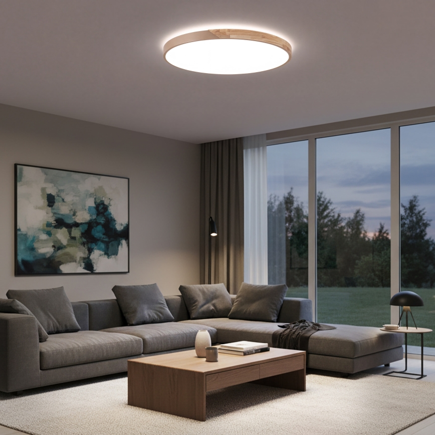 BRILAGI - Dimmbar LED-takarmatur PILANA LED/72W/230V 3000-6500K ek/beige Ø 80 cm + fjärrkontroll