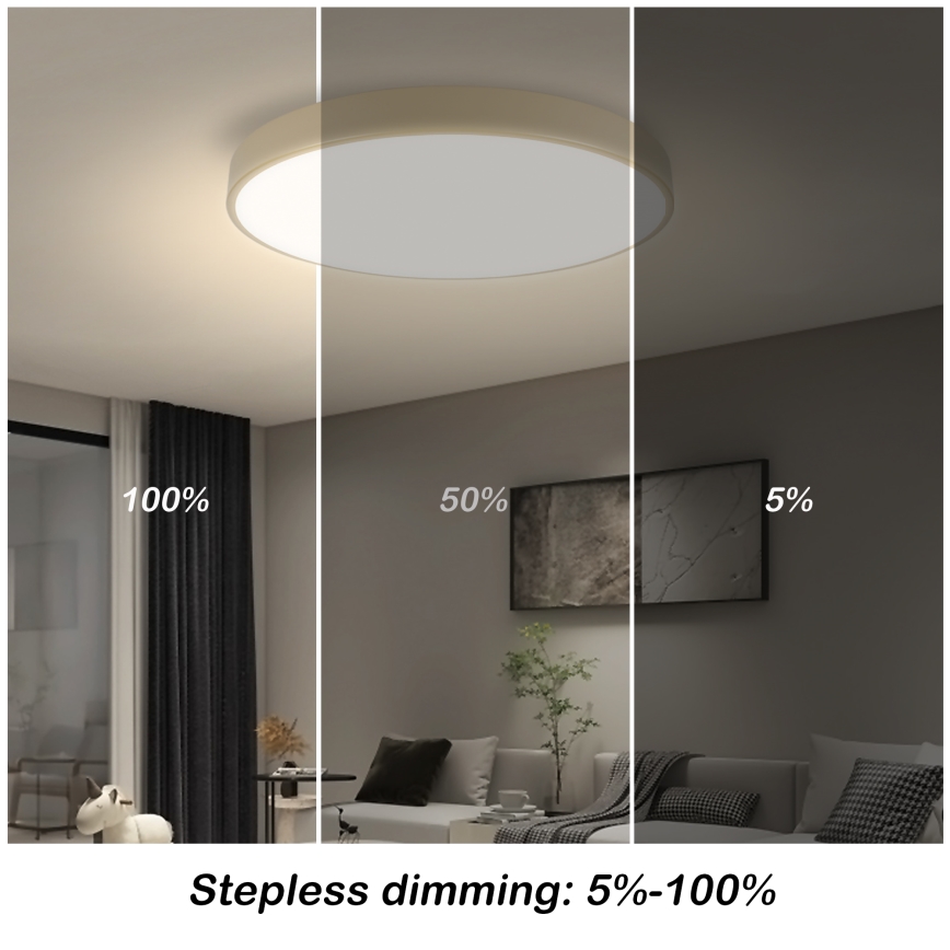Brilagi - LED dimbar taklampa POOL SMART LED/60W/230V 3000–6000K Ø 50 cm Wi-Fi Tuya beige + fjärrkontroll