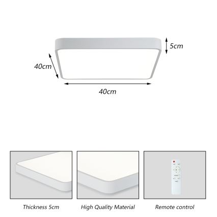 Brilagi - LED dimbar taklampa POOL SQUARE LED/36W/230V 3000-6000K 40x40 cm vit + fjärrkontroll