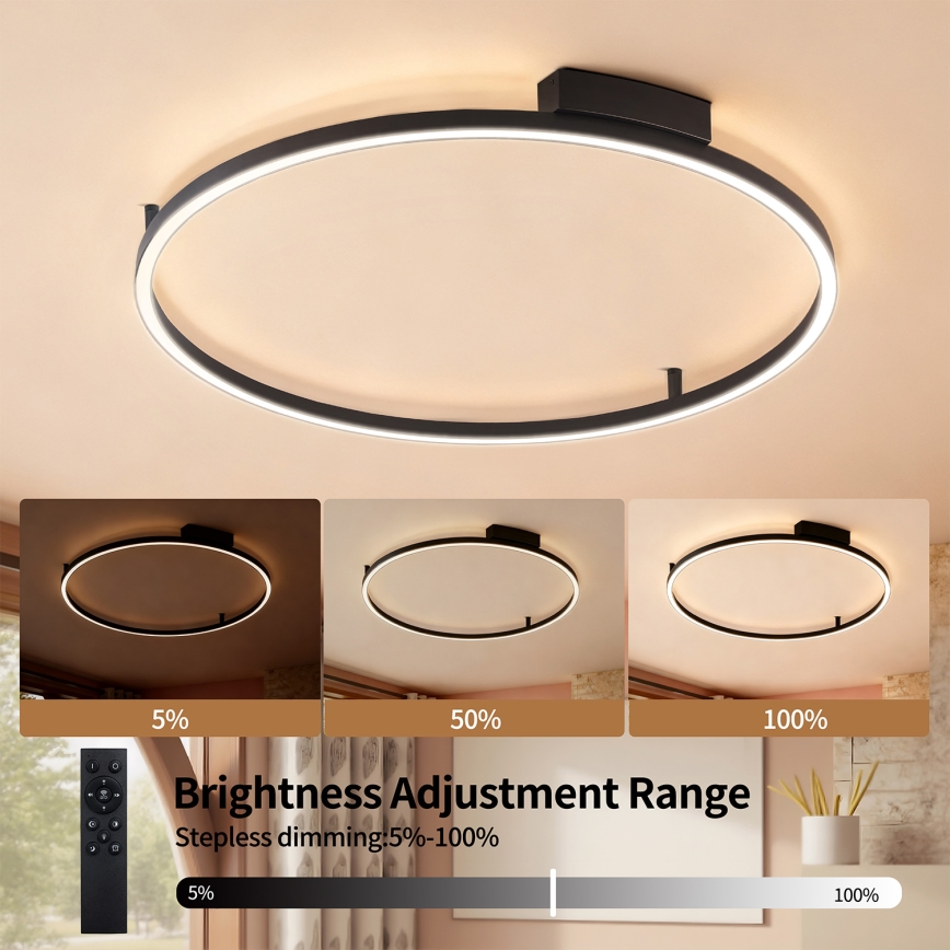 Brilagi - Dimbart LED-taklampa PORTOFINO LED/60W/230V 3000-6000K Ø 80 cm svart + fjärrkontroll
