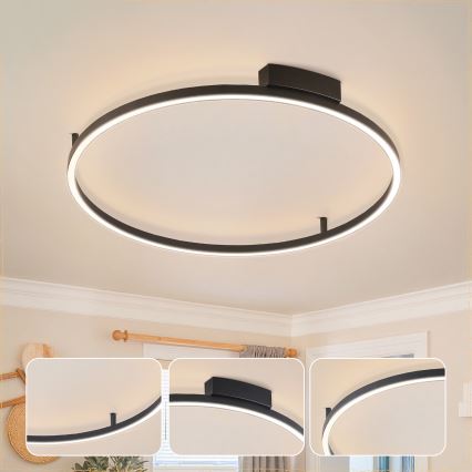 Brilagi - Dimbart LED-taklampa PORTOFINO LED/60W/230V 3000-6000K Ø 80 cm svart + fjärrkontroll