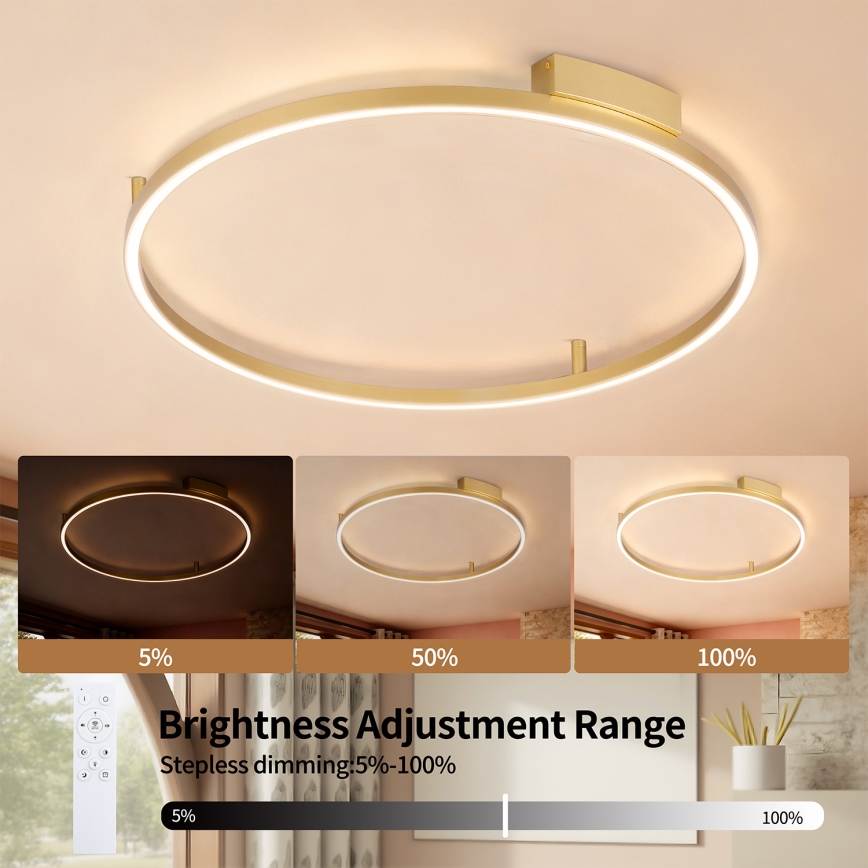 Brilagi - LED-dimbart takarmatur PORTOFINO LED/60W/230V 3000-6000K Ø 80 cm guld + fjärrkontroll