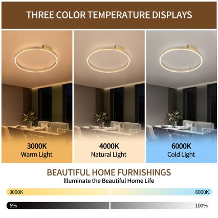 Brilagi - LED-dimbart takarmatur PORTOFINO LED/60W/230V 3000-6000K Ø 80 cm guld + fjärrkontroll