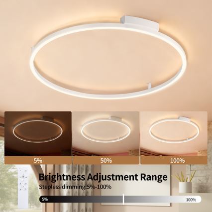 Brilagi - Dimbart LED-takarmatur PORTOFINO LED/60W/230V 3000–6000K Ø 80 cm vit + fjärrkontroll