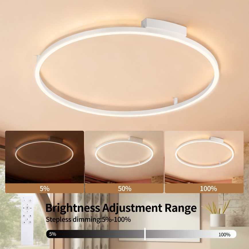 Brilagi - Dimbart LED-takarmatur PORTOFINO LED/60W/230V 3000–6000K Ø 80 cm vit + fjärrkontroll