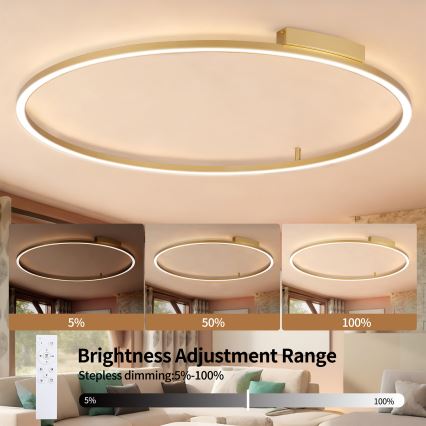 Brilagi - Dimmbar LED-taklampa PORTOFINO LED/85W/230V 3000-6000K Ø 120 cm guld + fjärrkontroll