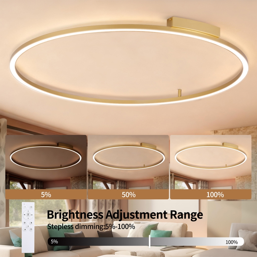 Brilagi - Dimmbar LED-taklampa PORTOFINO LED/85W/230V 3000-6000K Ø 120 cm guld + fjärrkontroll