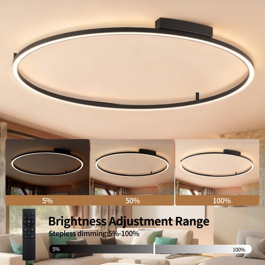 Brilagi - LED-dimmbar taklampa PORTOFINO LED/85W/230V 3000-6000K Ø 120 cm svart + fjärrkontroll