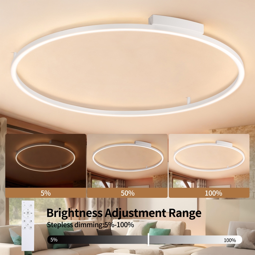 Brilagi - Dimbart LED-taklampa PORTOFINO LED/85W/230V 3000-6000K Ø 120 cm vit + fjärrkontroll
