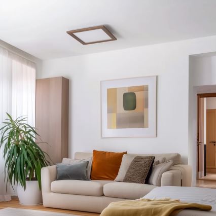 Brilagi - Dimmbar LED-taklampa SLIMFRAME WOOD LED/36W/230V 49,5x49,5 cm 3000-6000K mörkbrun + fjärrkontroll