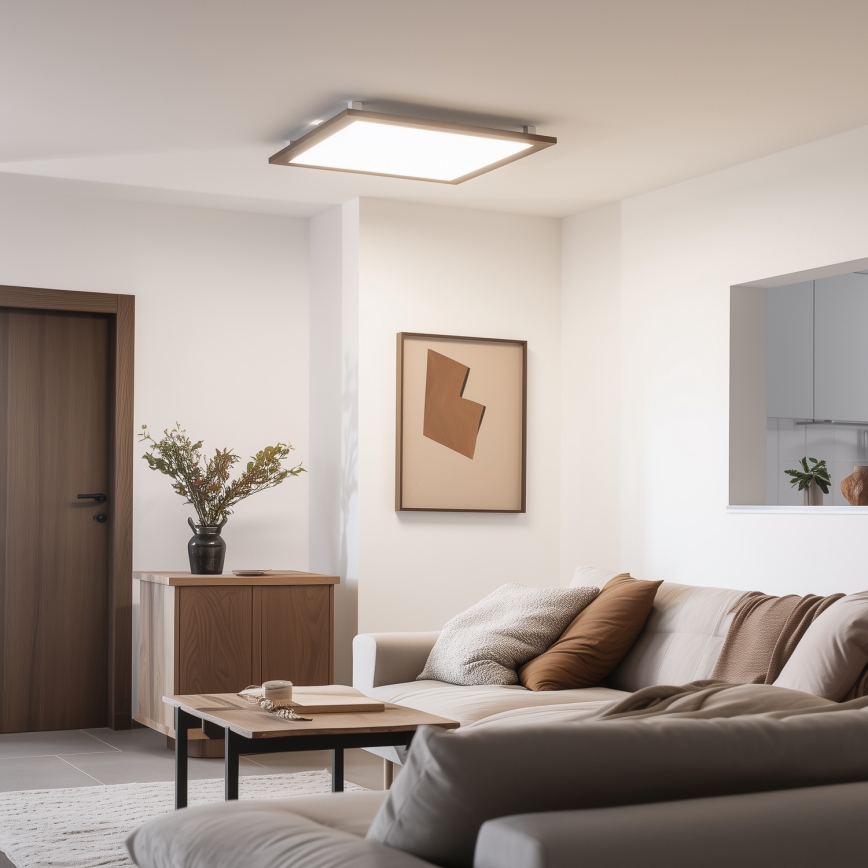 Brilagi - Dimmbar LED-taklampa SLIMFRAME WOOD LED/58W/230V 64x64 cm 3000-6000K mörkbrun + fjärrkontroll