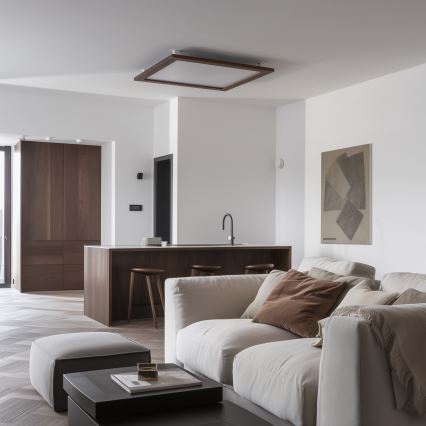 Brilagi - Dimmbar LED-taklampa SLIMFRAME WOOD LED/58W/230V 64x64 cm 3000-6000K mörkbrun + fjärrkontroll