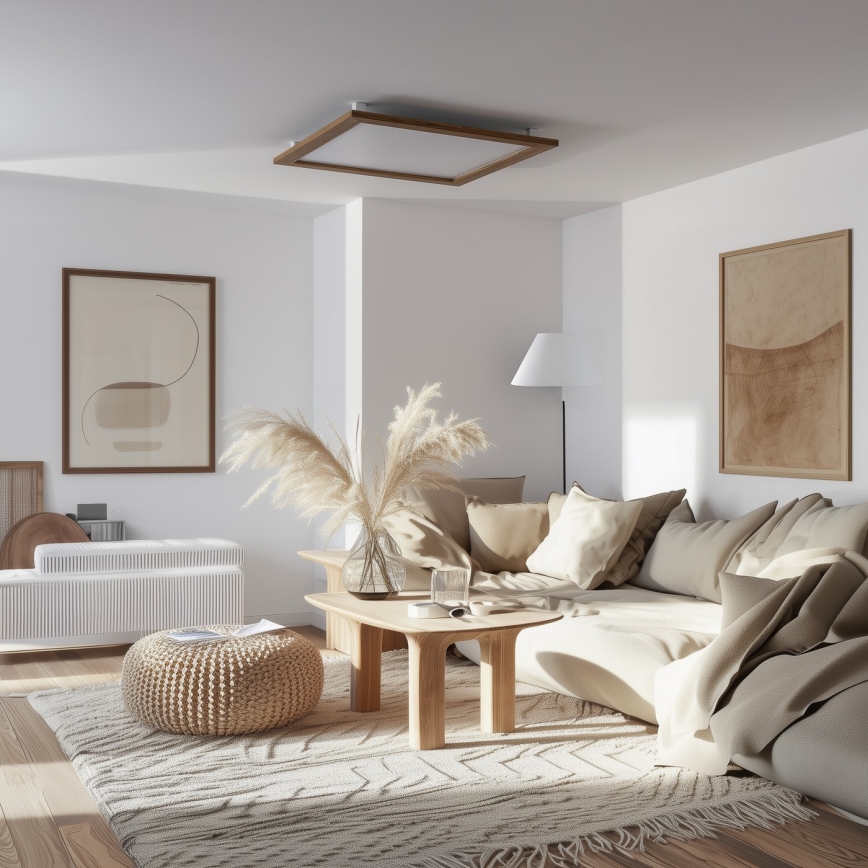 Brilagi - LED dimbart takarmatur SLIMFRAME WOOD LED/58W/230V 64x64 cm 3000-6000K brun + fjärrkontroll