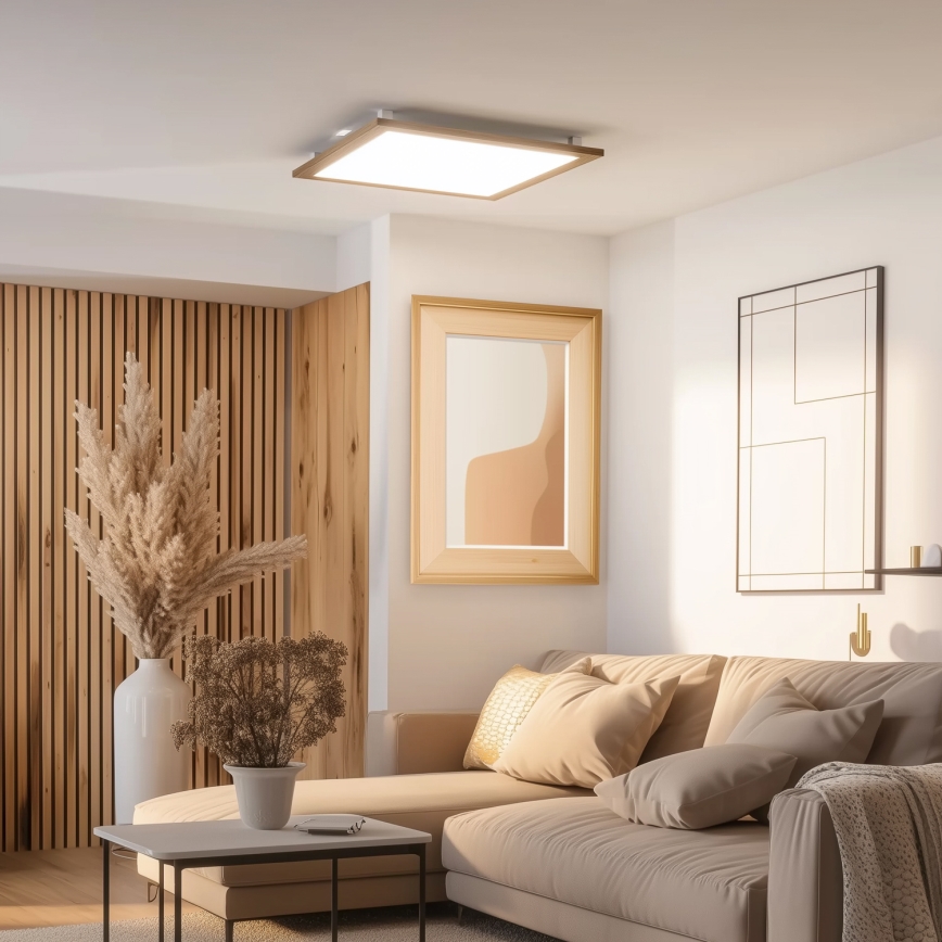 Brilagi - LED dimbart takarmatur SLIMFRAME WOOD LED/58W/230V 64x64 cm 3000-6000K brun + fjärrkontroll