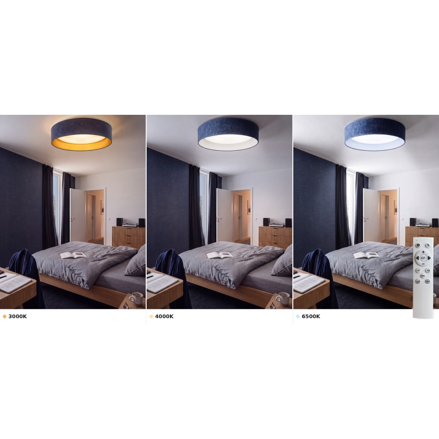 BRILAGI - Dimbart LED-takarmatur VELVET SMART VARI LED/24 W/230 V 3000–6500 K Ø 45 cm blå + fjärrkontroll