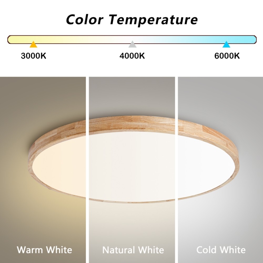 BRILAGI - Dimbart LED-takarmatur WOODLINE LED/100W/230V 3000-6000K ek Ø 80 cm + fjärrkontroll