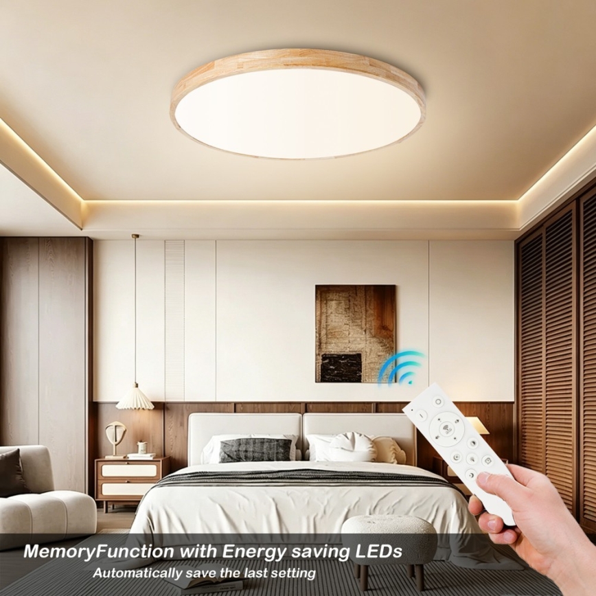 BRILAGI - Dimbart LED-takarmatur WOODLINE LED/100W/230V 3000-6000K ek Ø 80 cm + fjärrkontroll
