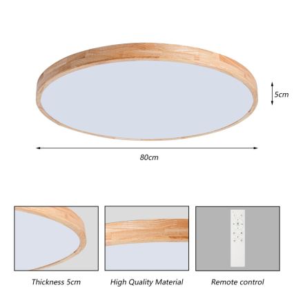 BRILAGI - Dimbart LED-takarmatur WOODLINE LED/100W/230V 3000-6000K ek Ø 80 cm + fjärrkontroll