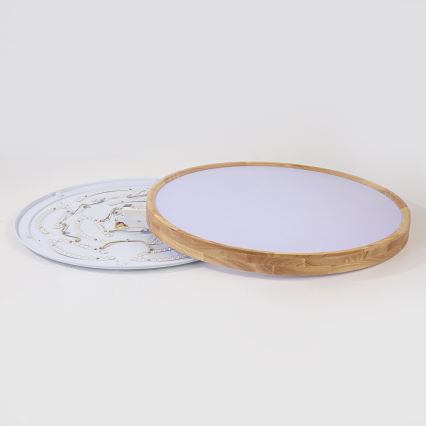 Brilagi - Dimbart LED-takarmatur WOODROUND LED/70W/230V 3000-6000K Ø 80 cm trä CRI 90 + fjärrkontroll