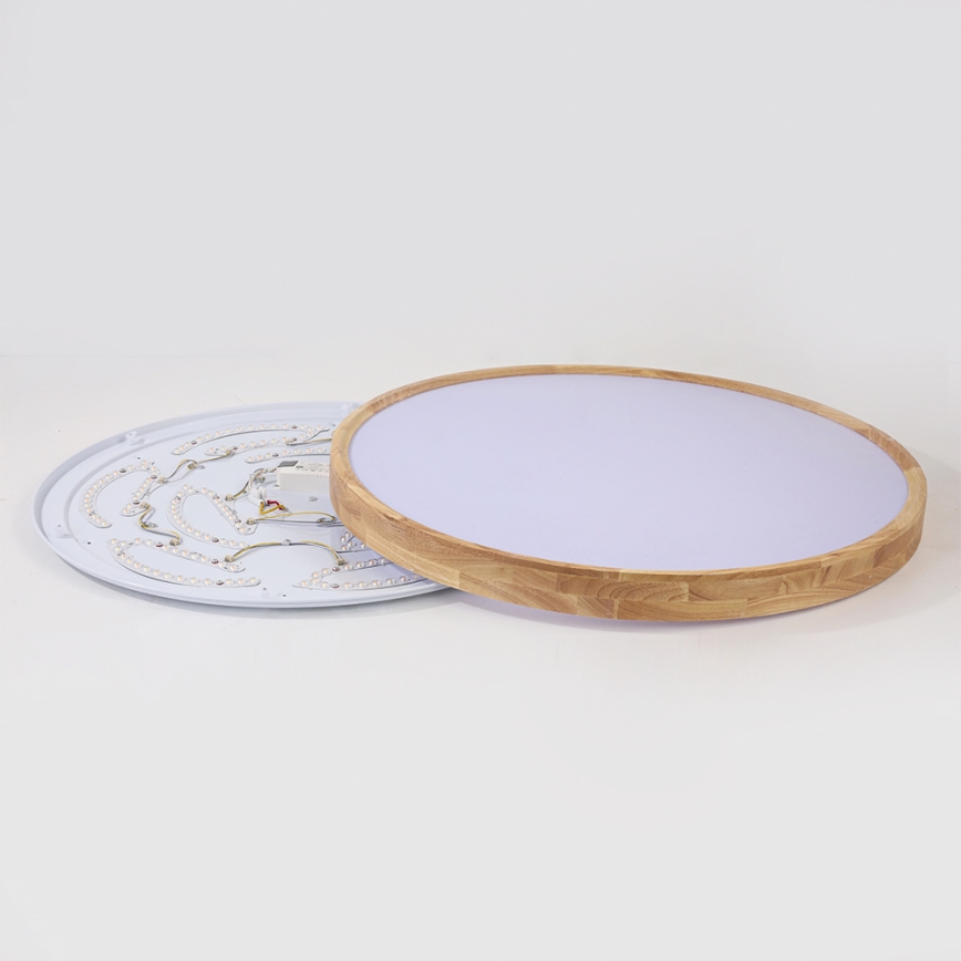 Brilagi - Dimbart LED-takarmatur WOODROUND LED/70W/230V 3000-6000K Ø 80 cm trä CRI 90 + fjärrkontroll