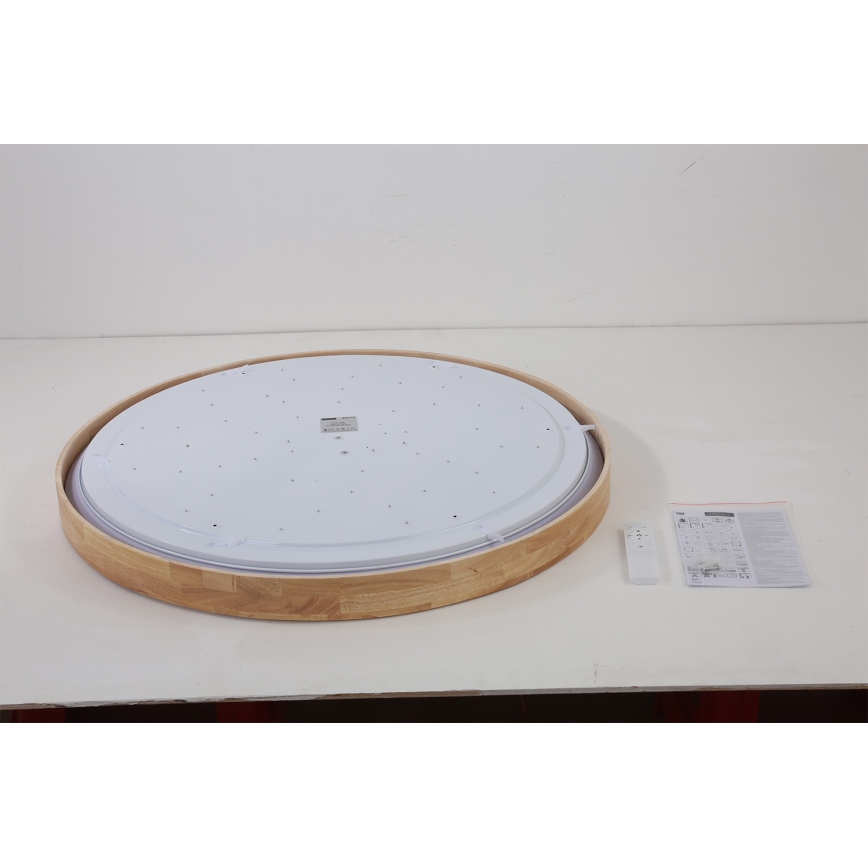 Brilagi - Dimbart LED-takarmatur WOODROUND LED/70W/230V 3000-6000K Ø 80 cm trä CRI 90 + fjärrkontroll