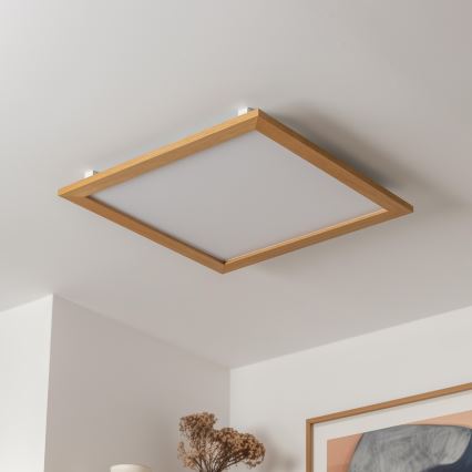 Brilagi - Dimbar LED-taklampa SLIMFRAME WOOD LED/58W/230V 64x64 cm 3000-6000K brun + fjärrkontroll